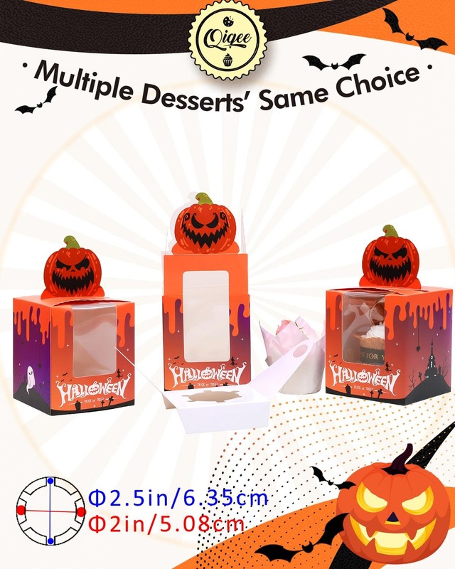 Halloween Individual Cupcake Boxes Cupcake Holders Disposable 25pcs Single Cu... gallery
