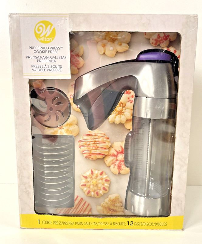 Wilton Preferred Press Cookie Press 13-Piece Set Metallic Soft-Grip Trigger