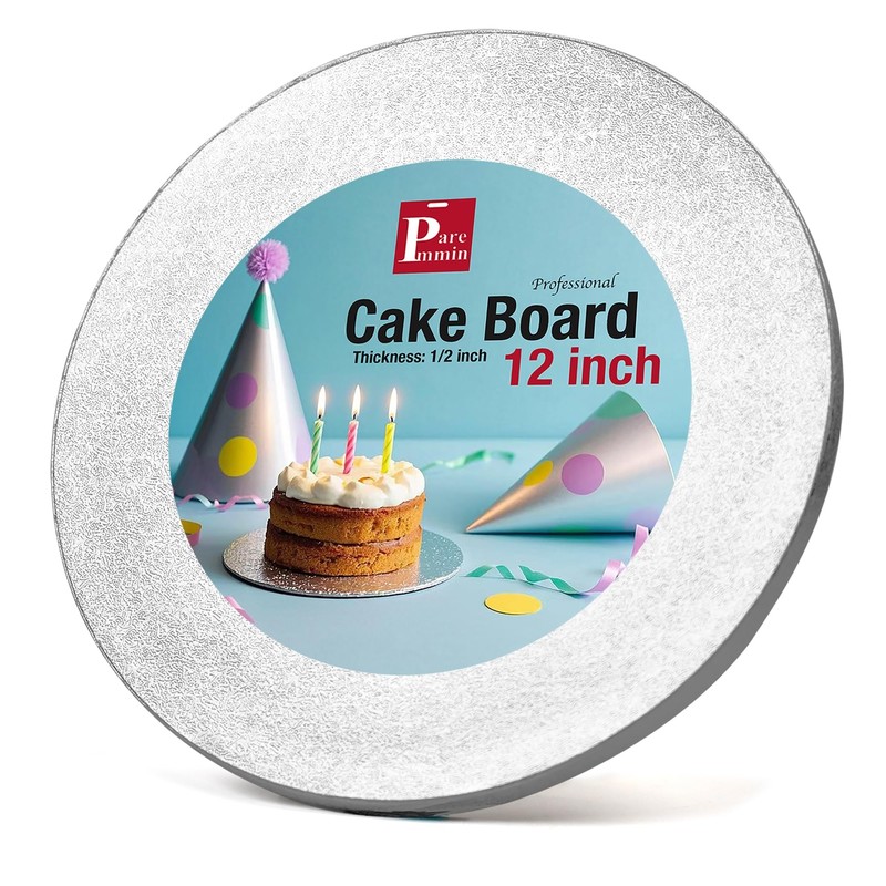 12inch Round Cake Boards 1/2inch Thick Pack of 1 – Sturdy Silver Drums with S…