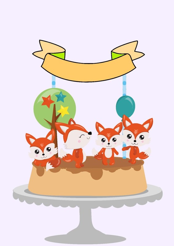 Personalized Forest Friends Fox Cake Topper