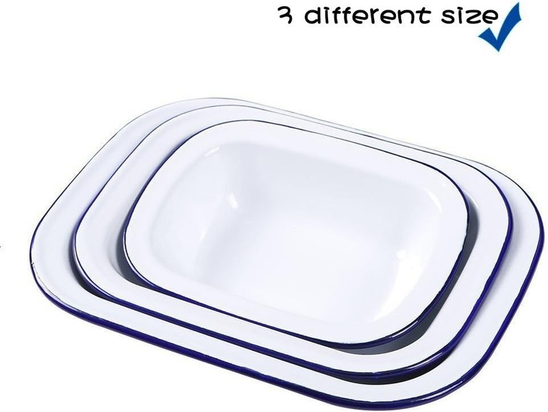 Webake Enamelware Roasting Pan 3 Pack Enameled Steel Oblong Pie Pan Pie Dish Roa gallery
