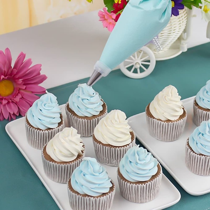 Piping Bags and Tips Set, 100Pcs 12 Inch 12 with Tips, Transparent gallery