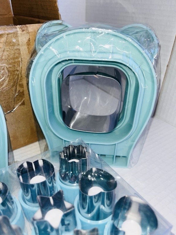 15 Piece Light Blue Silver sandwich sealer Cookie Cutter Nozzle Set crustless gallery