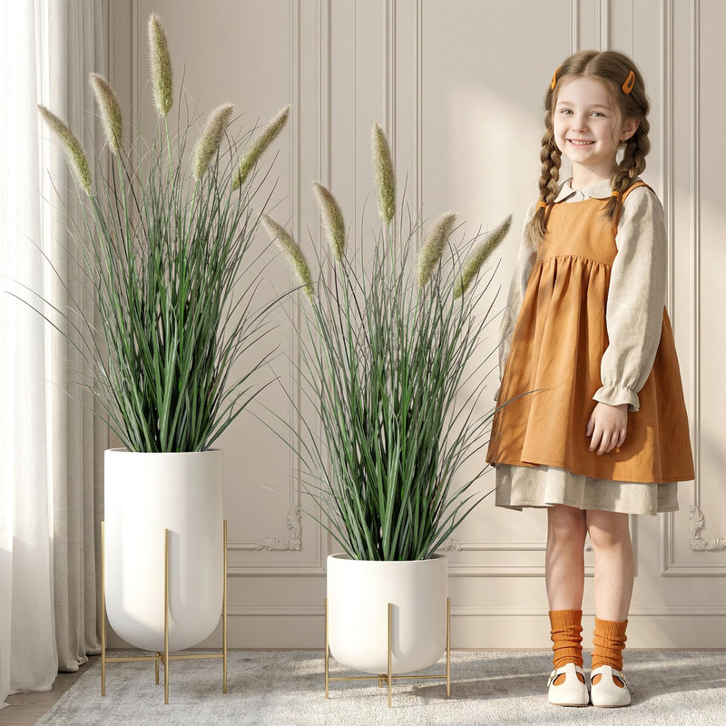 Ttranewsoo Artificial Cattail Reed Grass Plants Indoor Faux Cattail Grass Plant