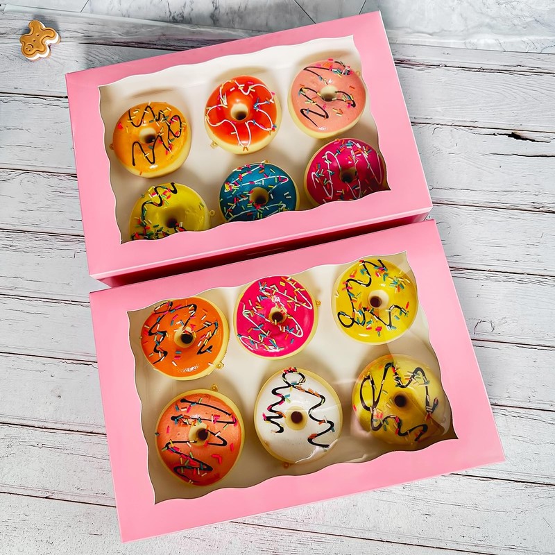 12x8x2.5 Inch Pink Auto Pop Up Bakery Pastry Donut Muffin Cookie Box 15 PCS gallery