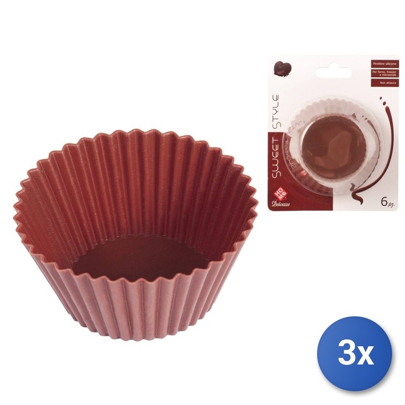3 Packs 6 Silicone Muffin Cups Choco 9.5 Home