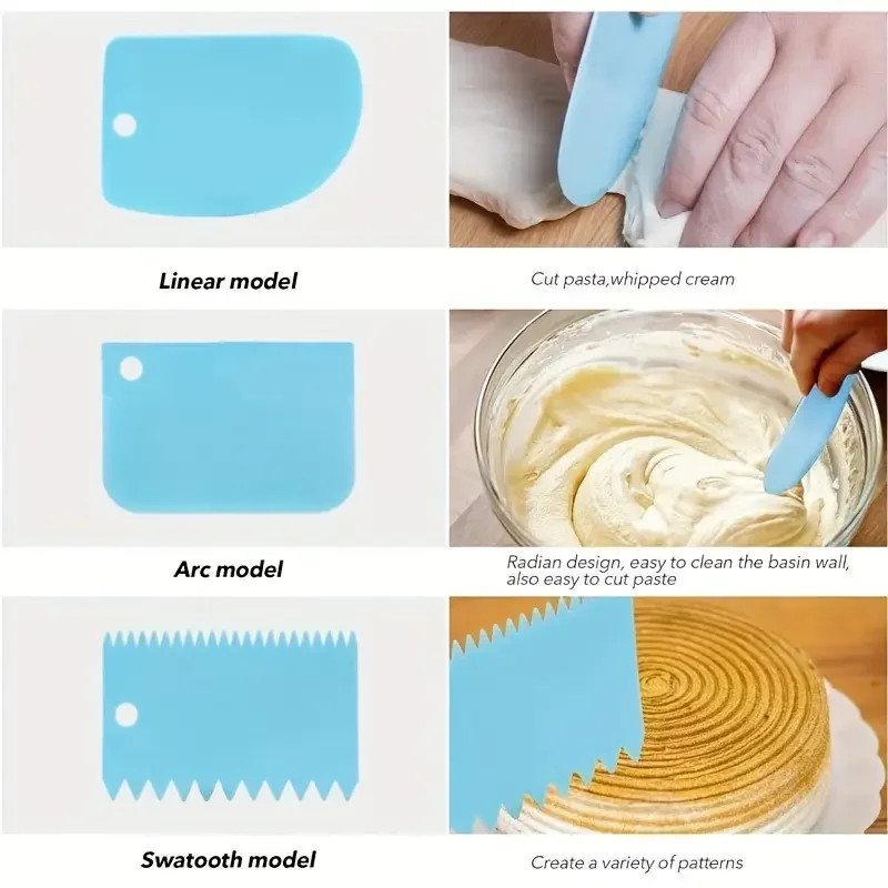 3Pcs Cake Scraper Smoother Set Icing Spatula Dough Scraper Baking Tool gallery