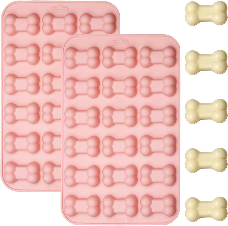 2PCS Puppy Dog Bone Silicone Molds, 18-Cavity Nonstick Dog Treats Molds