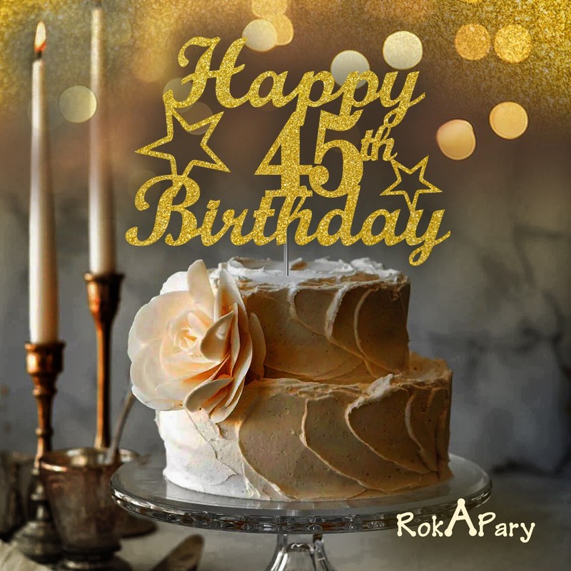 45 Birthday Cake Topper Gold Glitter, 45th Party Decoration Ideas gallery