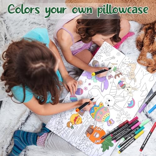 Mindsoft Coloring Craft Coloring Pillowcase Pillowcase with 12 Pcs Easter Bunny gallery