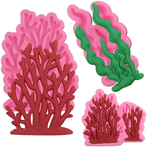 3 Pcs Coral Seaweed Silicone Mold Fondant Mold for Chocolate Candy Cake Decor