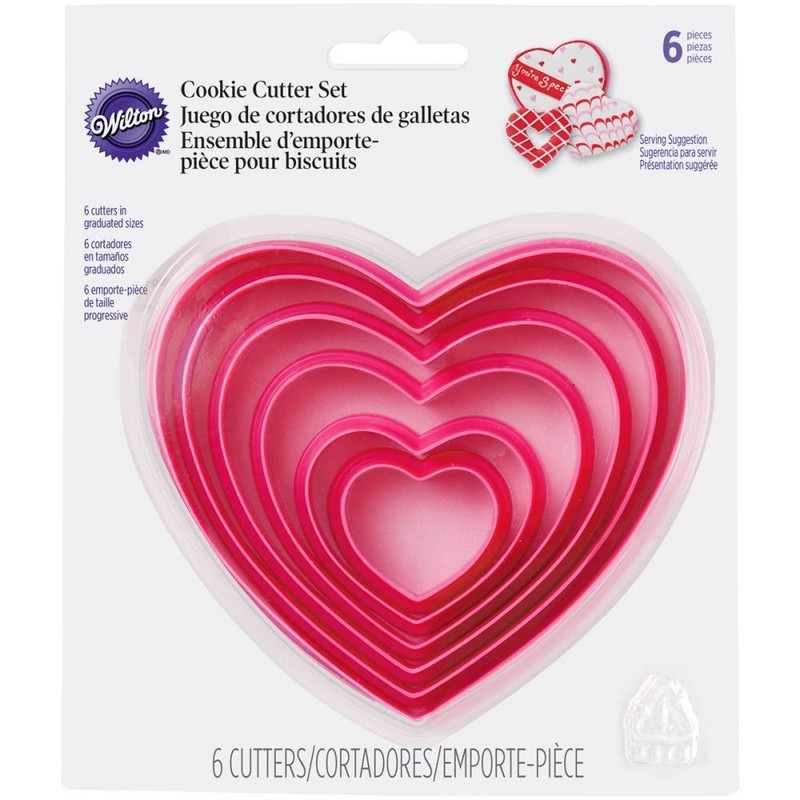Wilton Plastic Heart Cookie Cutters Nested X6 Various Sizes