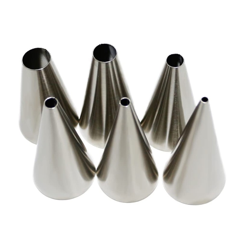 Round Piping Nozzles Set Stainless Steel Icing Tips 6 Sizes Frosting 6PCS