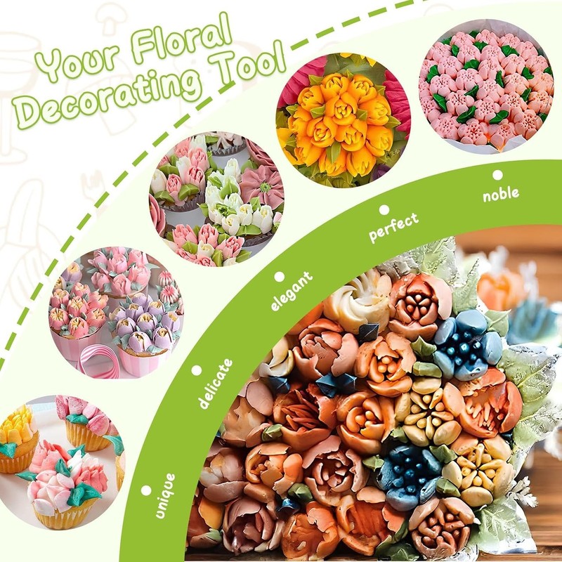 Cake Decorating Tips Set 7 Pieces Stainless Steel Flower Nozzles for Pastries gallery
