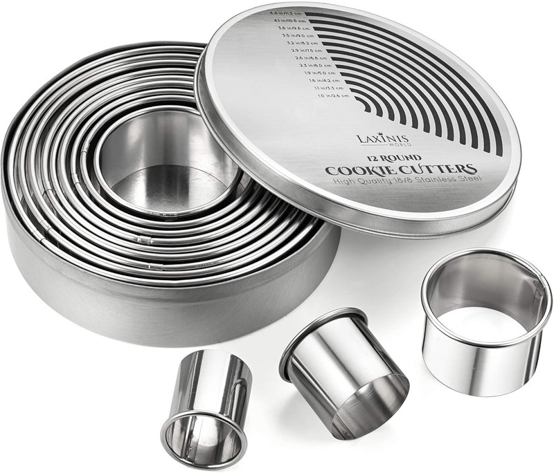 Round Cookie Biscuit Cutter Set, 12 Graduated Circle Pastry Cutters, Heavy Duty gallery