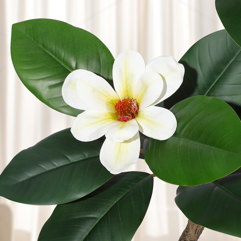 Garveehome Rubber Tree 7 Ft Artificial Tree In White Planter Pot Faux Plants gallery
