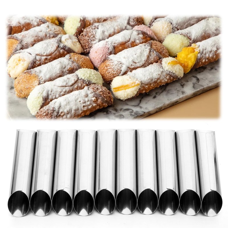 10 Pcs 5 inch Cannoli Tubes Molds, Large Stainless Steel Cannolis Tubes,...