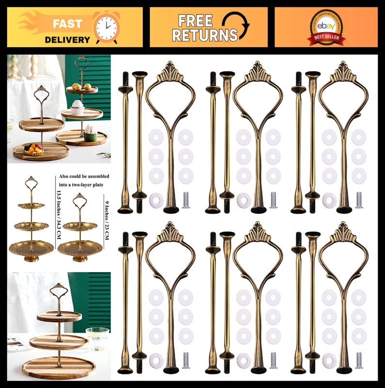 14.6″ 3-Tier Cupcake Stand Metal Mold Crown Holder DIY Cake Snack Tray Parts – R