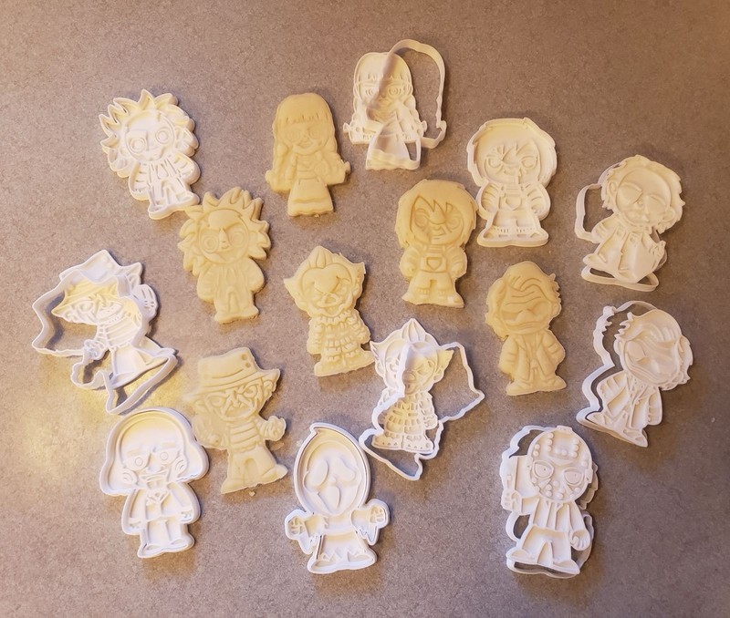 Horror scary Character Cookie Cutter & Stamp Set. Annabelle,Chucky,GhostFace etc