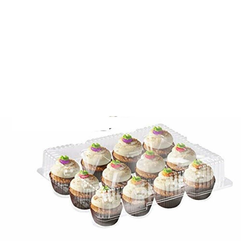 50 pack Mini Cupcake Boxes 12 Compartment Container, Clear gallery