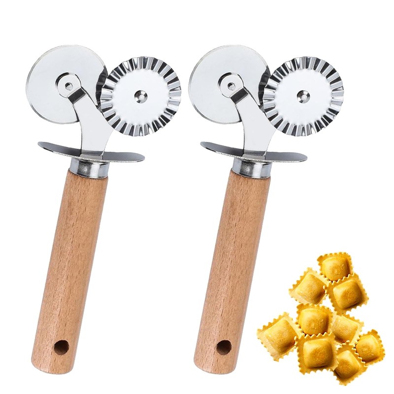 Pastry Double Cutter Wheel,2 Pack Pasta Cutter Wheel,Dual-Head Baking Tool fo…