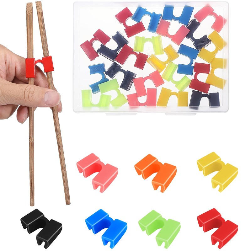 24 Pcs Reusable Chopsticks Helpers Training Hinges Connector Practice Plastic