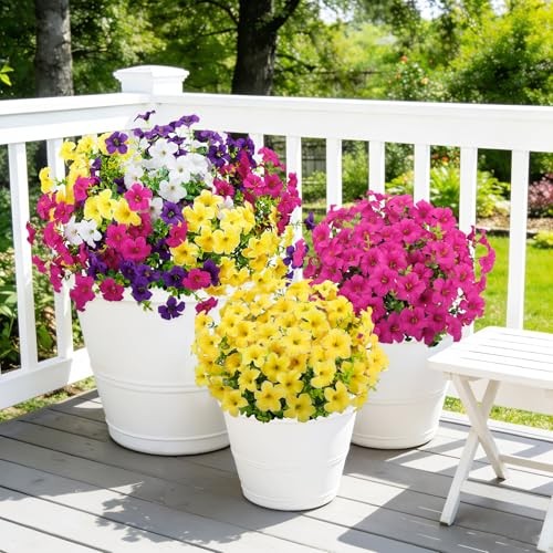 20 Bundles Artificial Petunias Flowers for Outdoors, Faux Silk Multi Color gallery