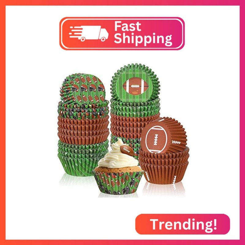 Gerrii 300 Pieces Football Cupcake Liners Football Cupcake Wrappers Decorations
