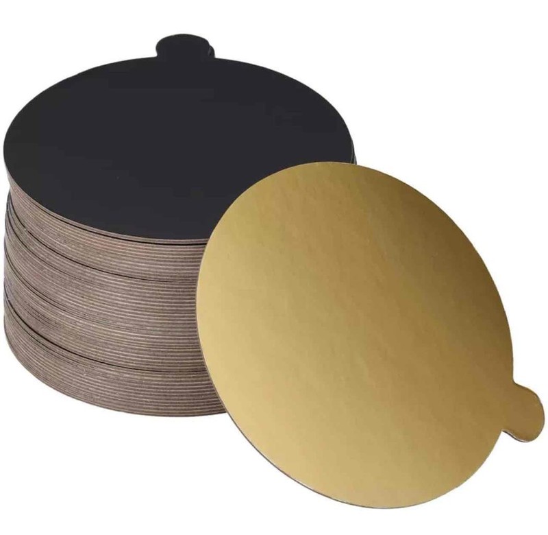 ^ 50 Pack Cake Board 5″ Black/Gold Reversible Waxed Corrugated
