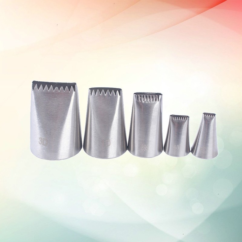 5Pcs Cream Squeeze Sauce Mouth Nozzle Stainless Steel for Baking Cake Decoration gallery