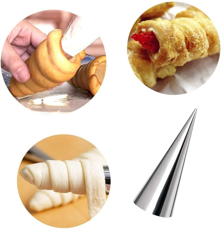 10 Pack Large Cream Horn Forms 5-Inch, Non-Stick Cream Horns Pastry Mould Croiss gallery