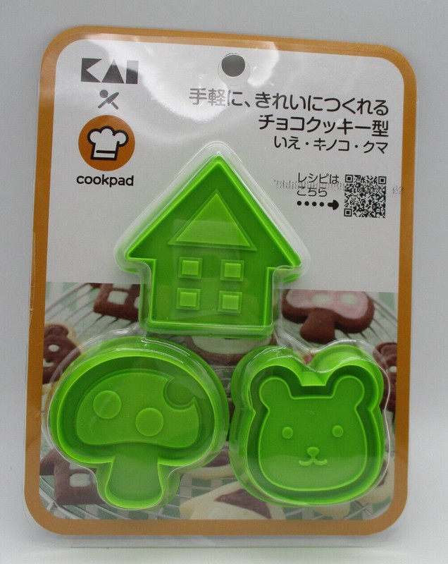 KAI Cookie Stamp Kai housewares 3pcs House Bear mushroom made in JAPAN gallery
