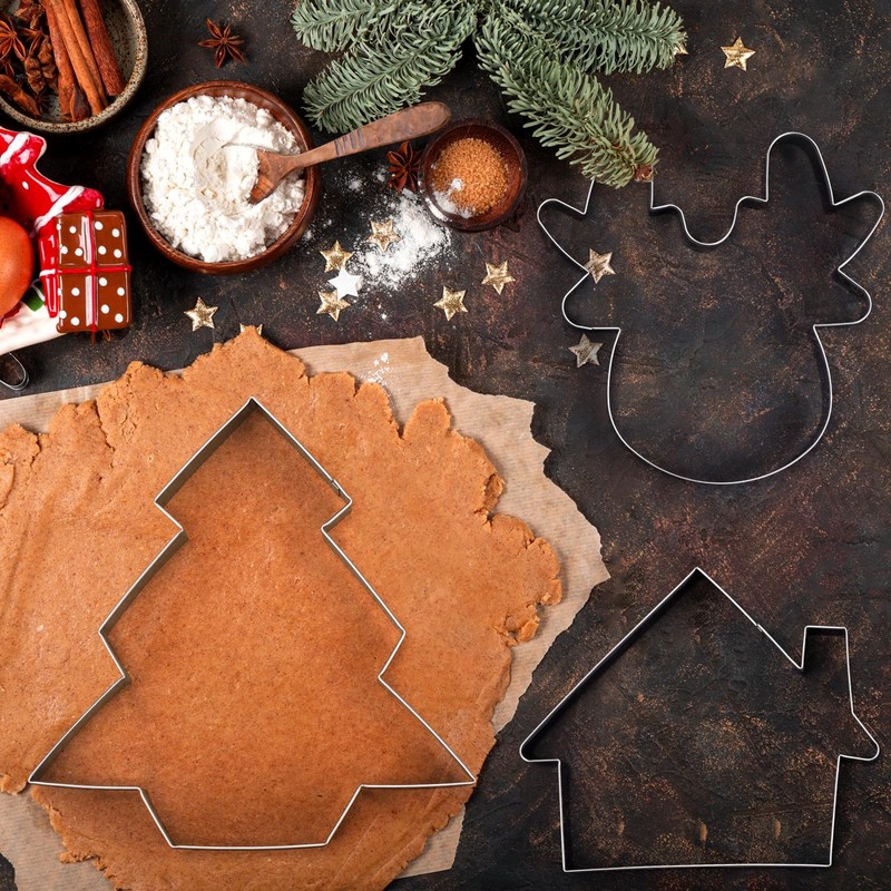 5 Pieces 7.5 Inch Large Christmas Cookie Cutters Holiday Cookie Cutters Stain... gallery