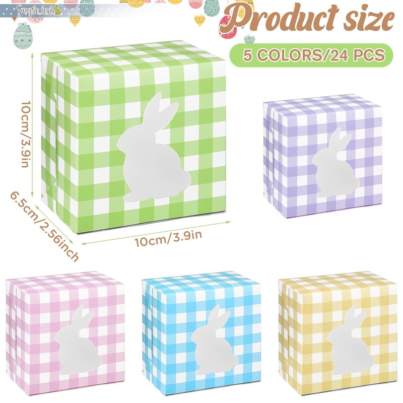 24 Pcs Easter Treat Boxes - 5 Colorful Cardboard Boxes with Rabbit Bunny Shap... gallery