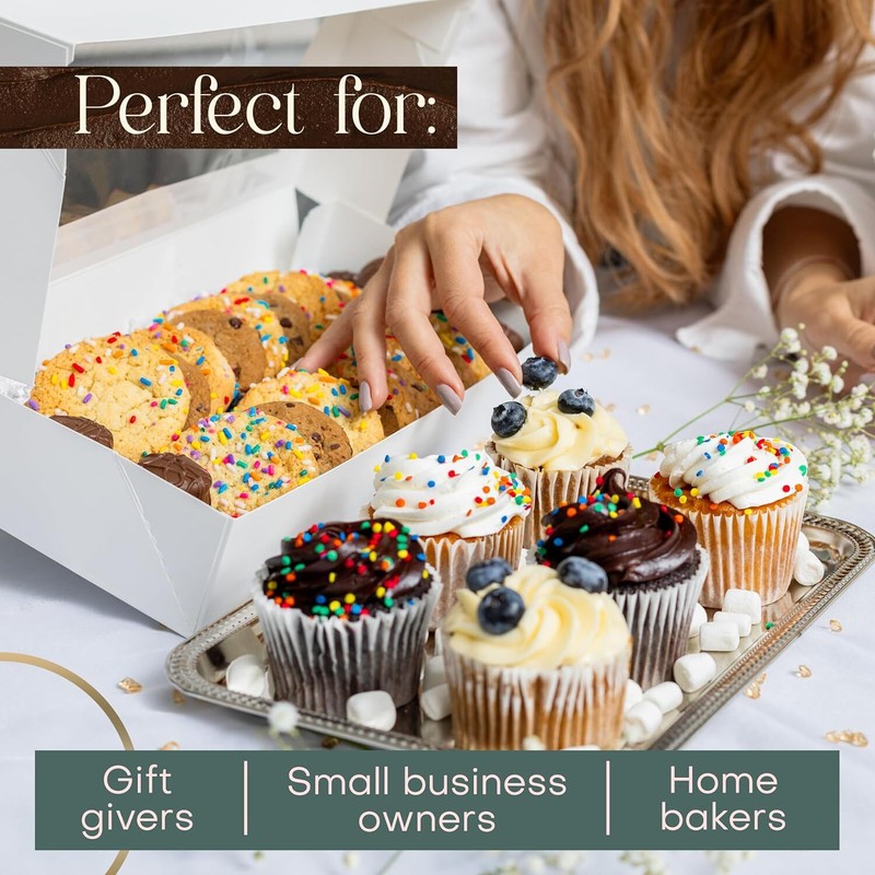 MT Products 12.5" x 5.5" x 2.25" White Bakery Boxes with Window - Pack of 15 gallery