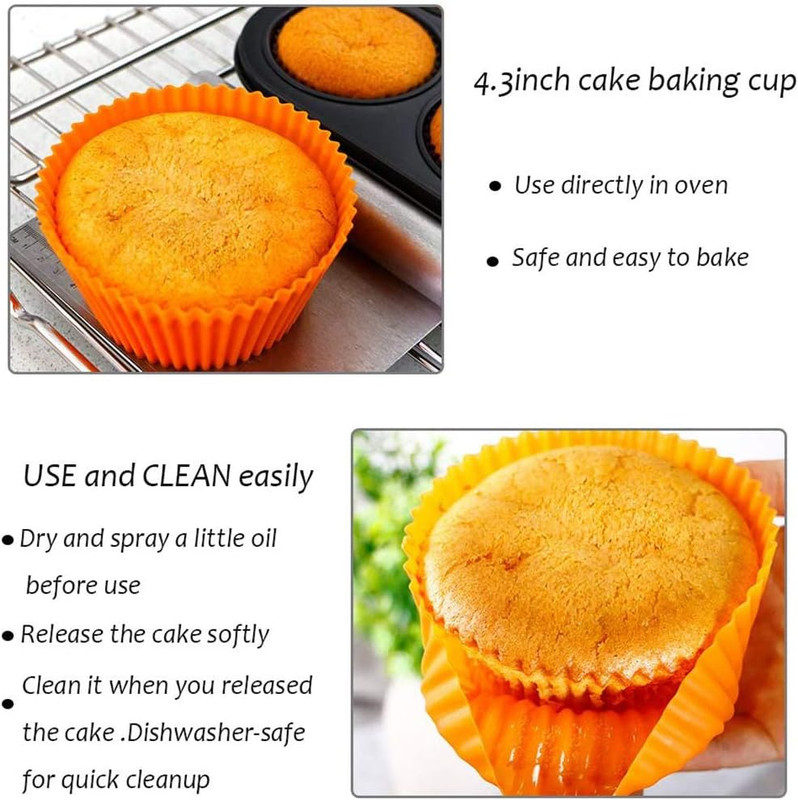 Silicone Baking Cups 4.3 Inch Jumbo Reusable Cupcake Liners, Giant Cupcake Mold gallery