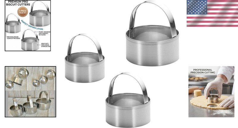 Versatile 3-Piece Stainless Steel Baking Cutter Set - Ideal for Gifts & Holidays gallery