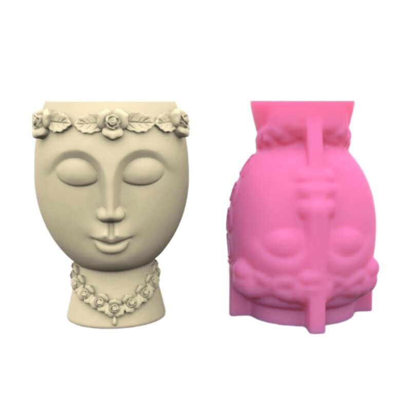 Flowerpot Mold Face Shape DIY Succulent Vase Molds for Succulent Planters