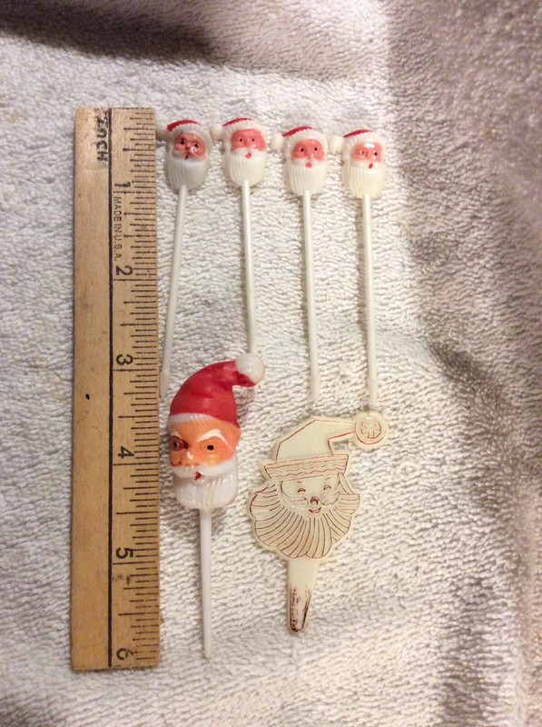 12 Vintage Santa Claus Head Face Cupcake Cake Topper Picks Plastic Christmas gallery