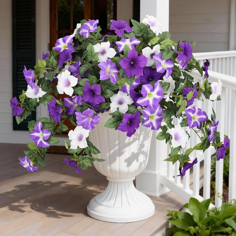 Artificial Flowers for Outdoors, 2 Pcs Realistic Fake Flowers UV Resistant