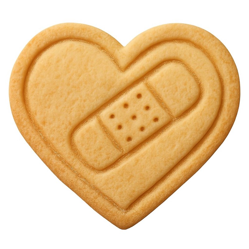 Heart with Bandage Cookie Cutter & Stamp, Fondant & Clay – 4×3.6