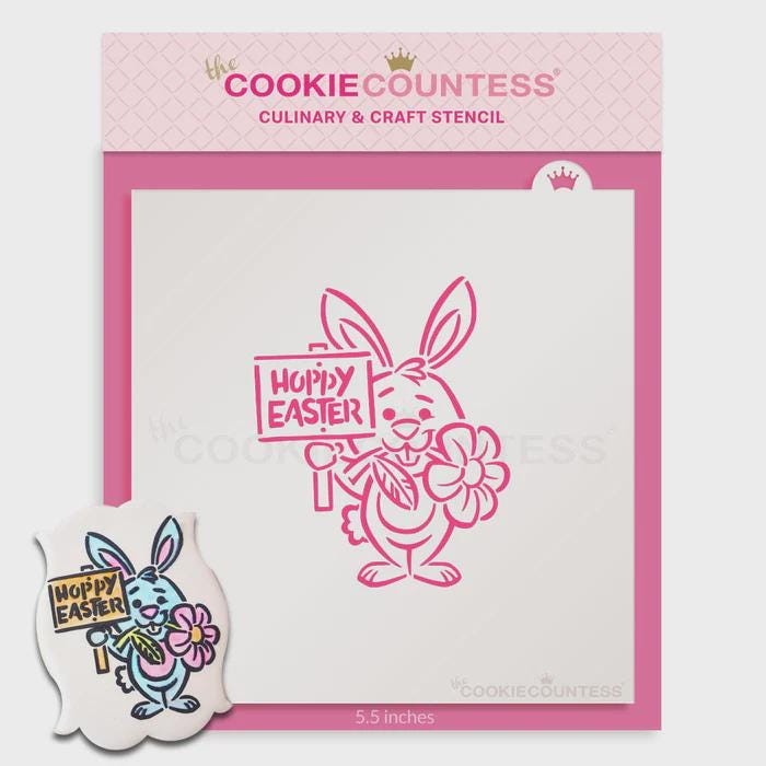 Bunny & Sign PYO Decorating Stencil by Cookie Countess