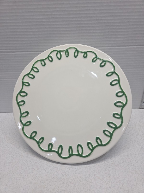 Kate Spade Cake Stand White Green Trim Target 3.5″ Tall 9.78″ Diameter Ceramic