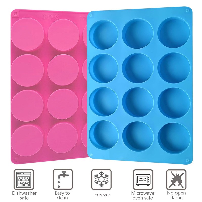 Moldes redondos de silicona para galletas de chocolate con 12 cavidades gallery