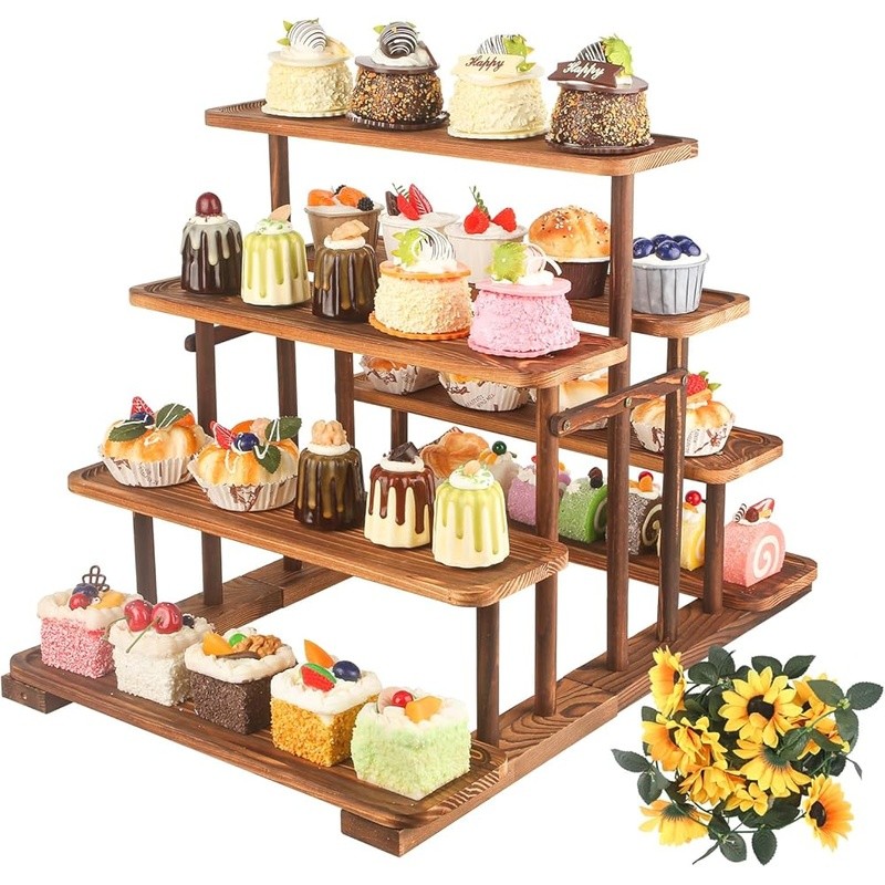 Wooden Dessert Stand Adjustable Height Cupcake Holder Multifunctional Snack Tray gallery