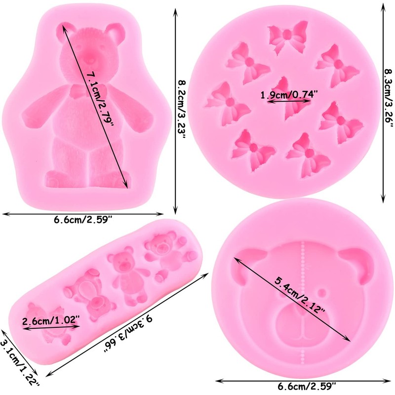 Bear Silicone Fondant Molds Mini Bow Candy Mold For Cake Decorating Cupcake T... gallery