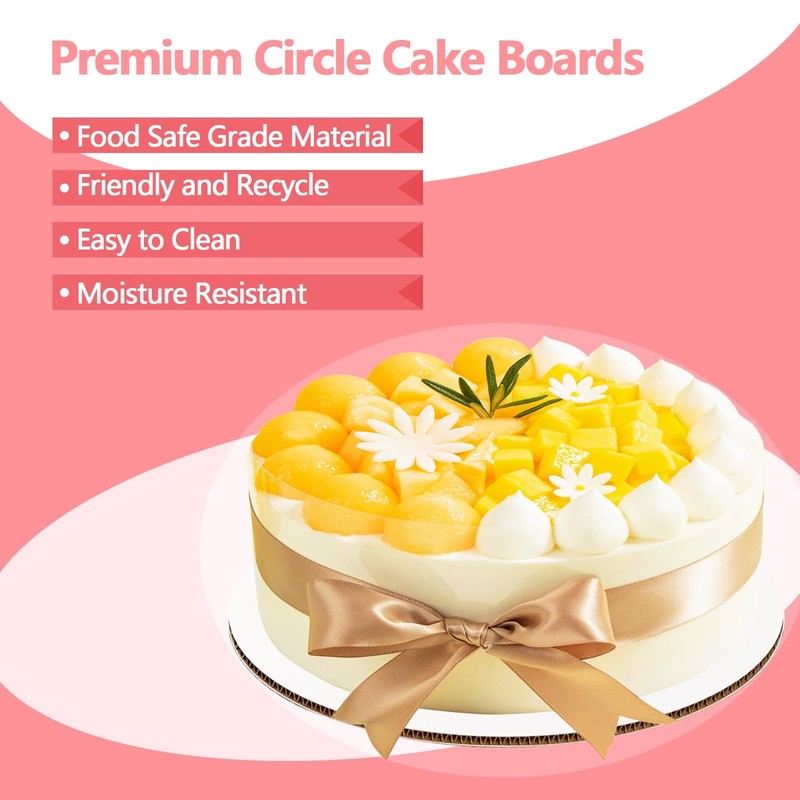 25 PCS Cake Board Circle 10 Inch 2mm Card Drums Plate Bases Food Grade Oil gallery