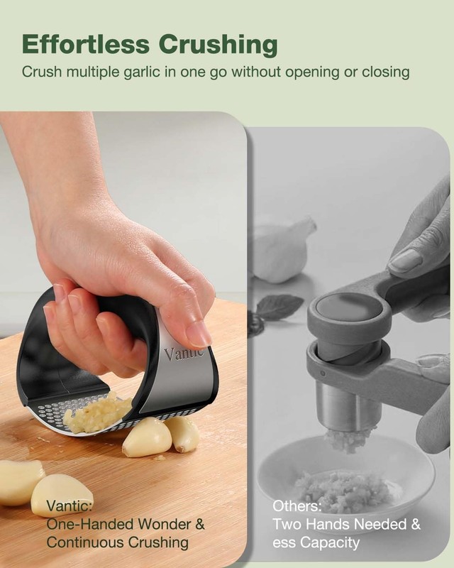 Vantic Garlic Press Rocker - Stainless Steel Crusher, middle, Green gallery