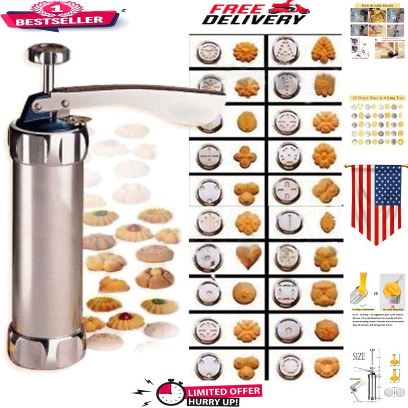 Innovative DIY Cookie Maker – 20 Stainless Steel Discs and Piping Tips Included