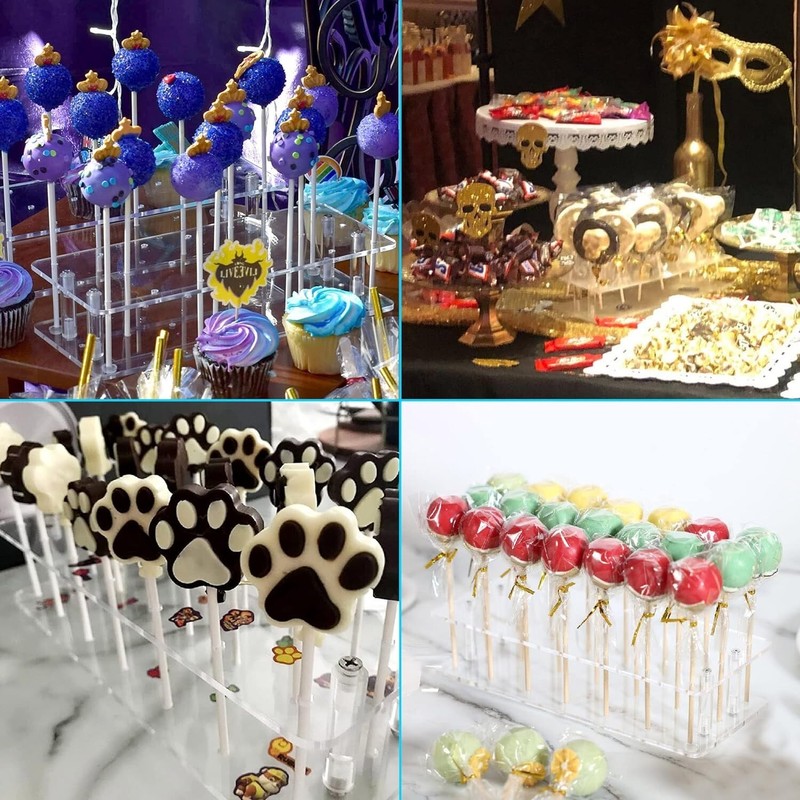 Compact 2-Tier Acrylic Cake Pop Holder For Sticks Under 0.2 Inch Diameter gallery